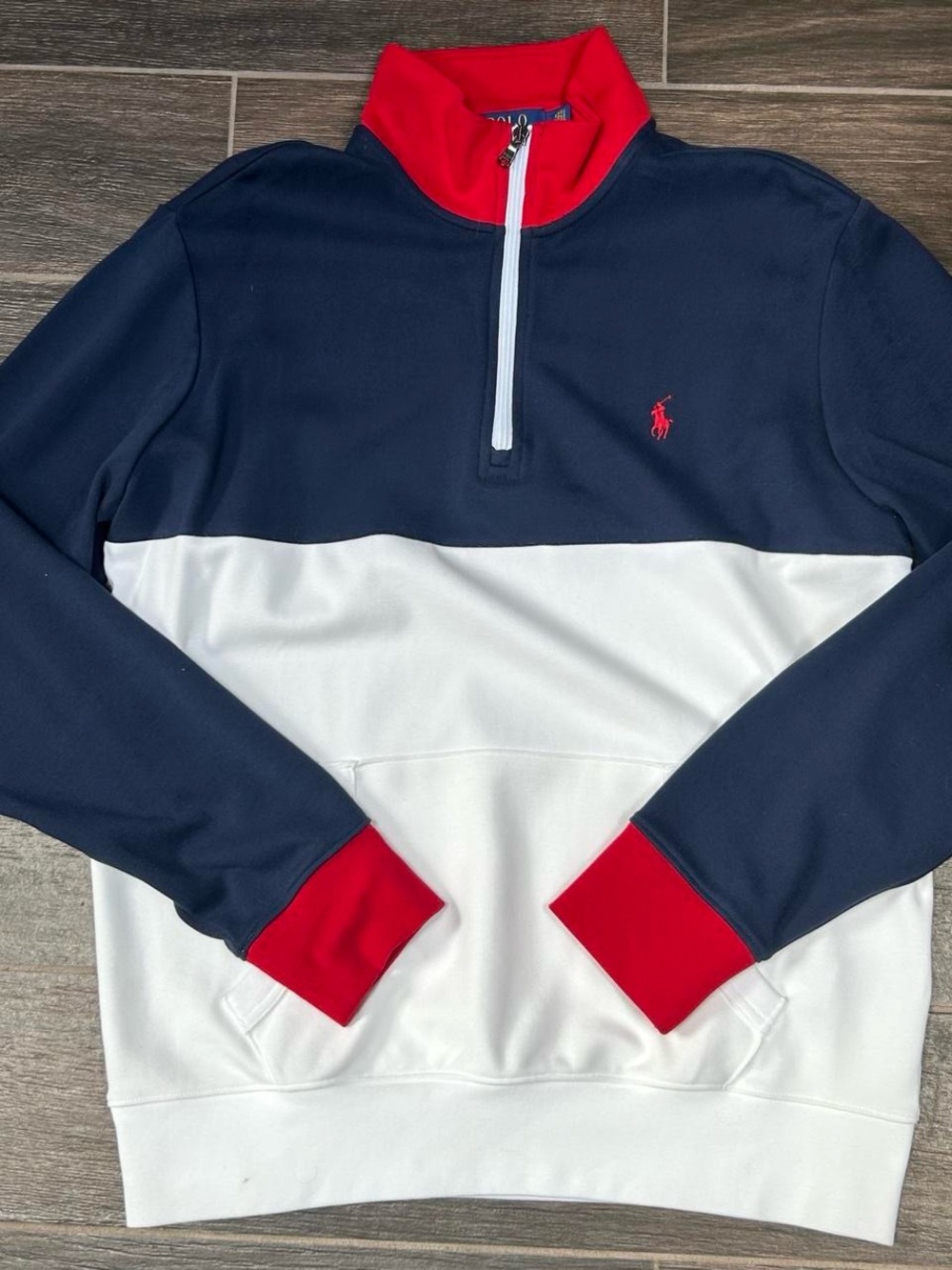 Polo by Ralph Lauren Navy/White/Red Half-Zip Pullover